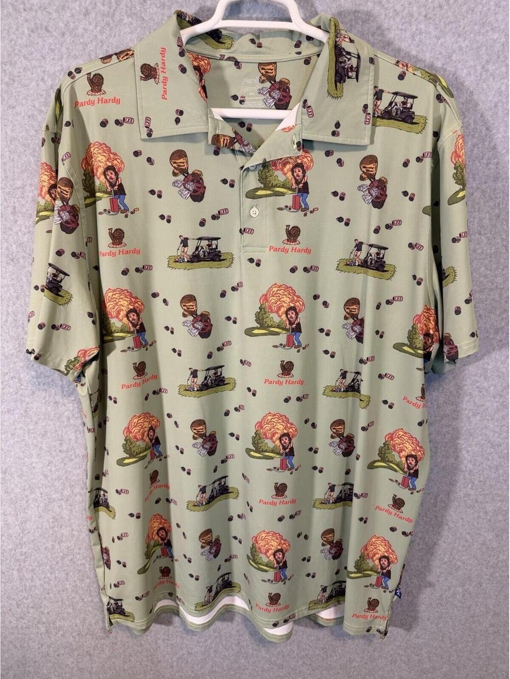 Pardy Hardy Golf Polo Golf Cart Beer Funny 2XL